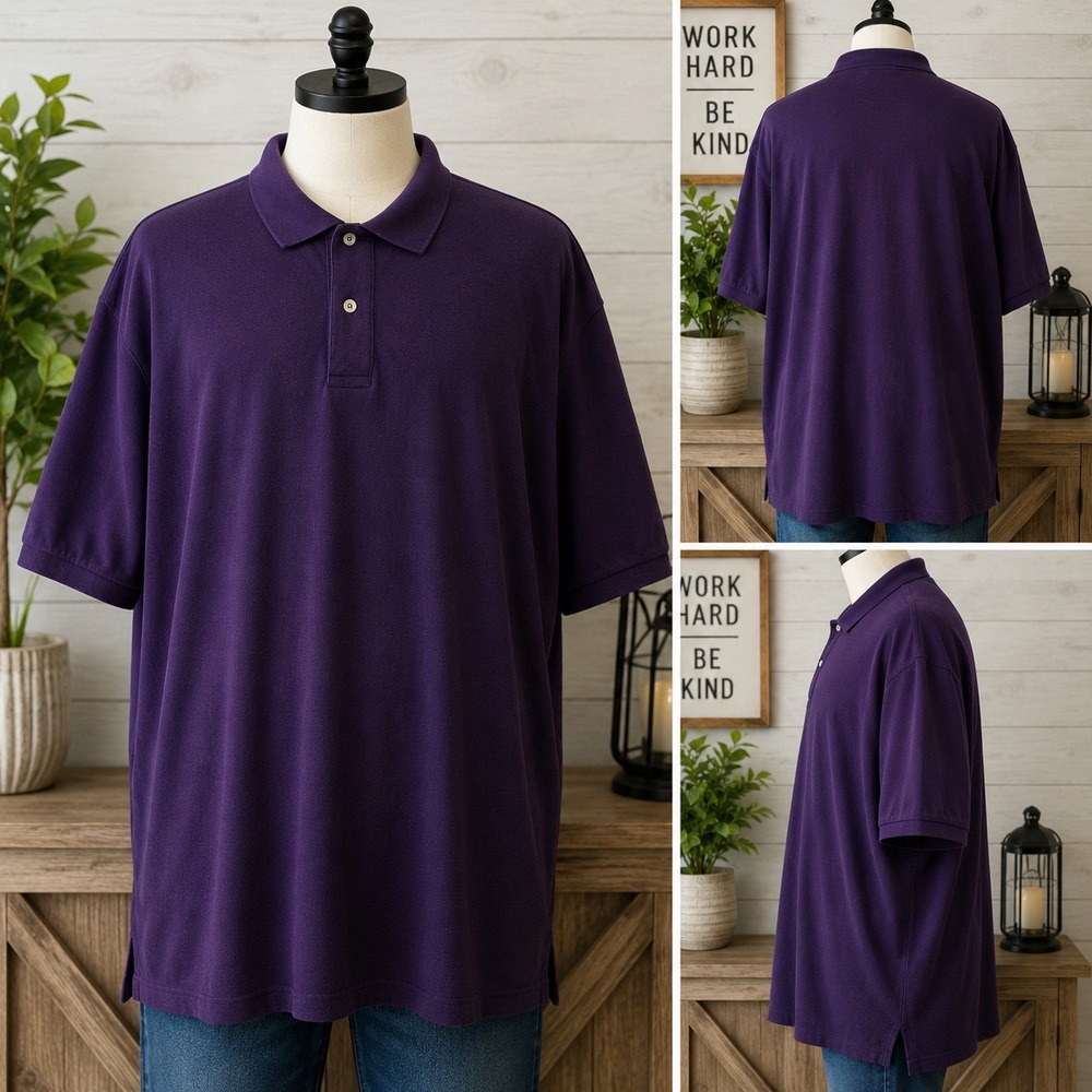 The Foundry Supply Co Mens Purple 100% Cotton Short Sleeve Polo Shirt 3XLT
